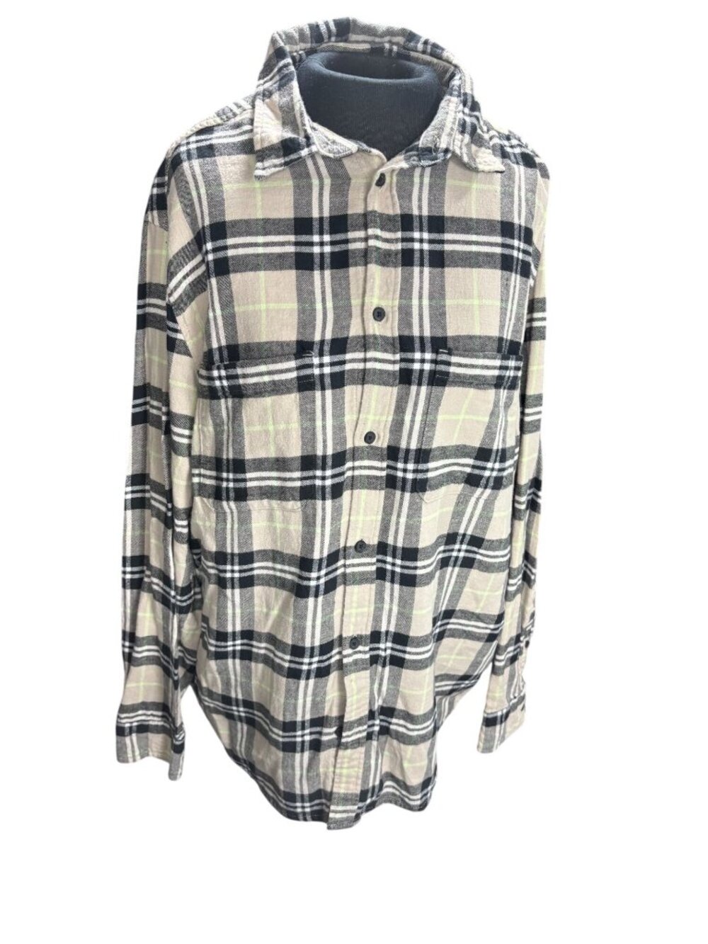 H&M Mens Regular Fit Plaid Button-Down Long Sleeve Shirt Large
